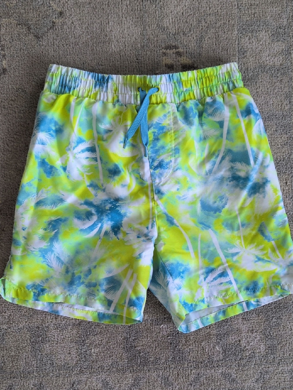 Neon Yellow & Aqua Palm Print Shorts With Compression